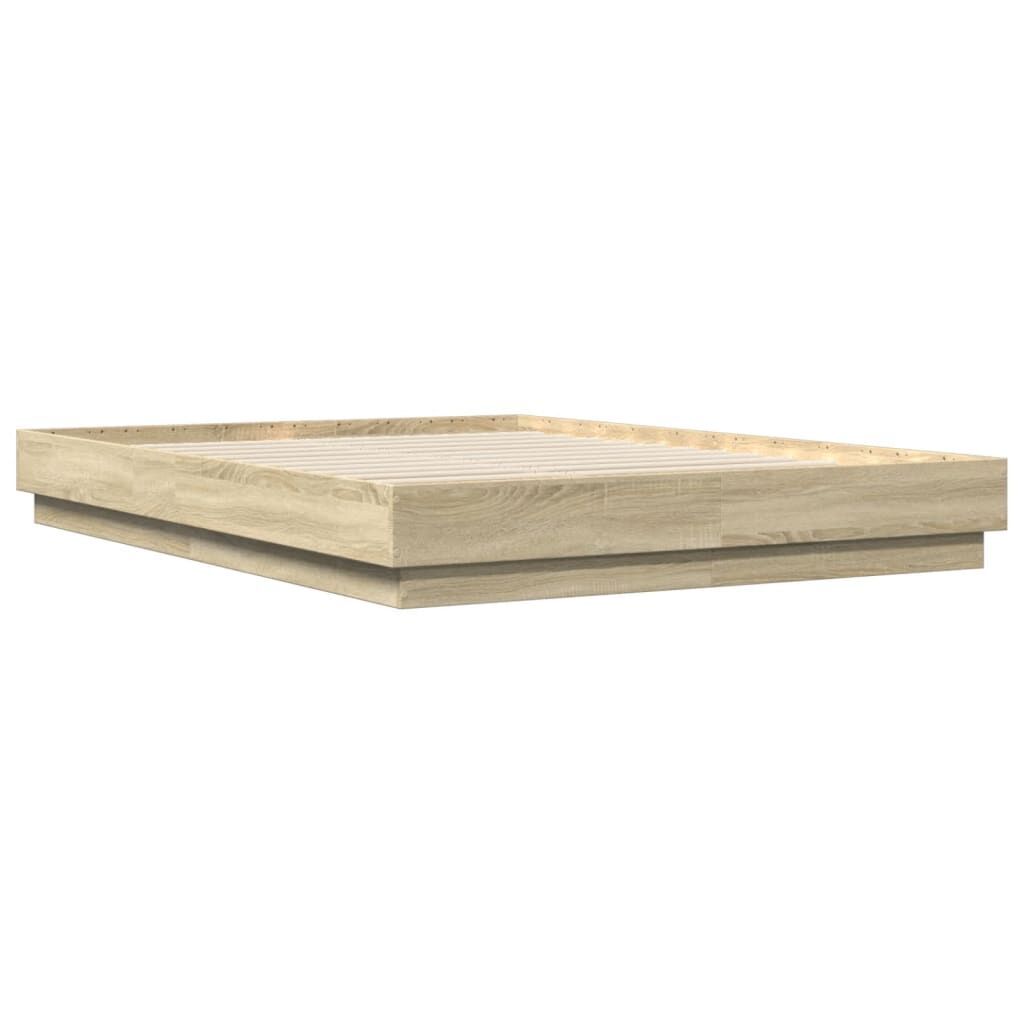 Bed Frame with LED without Mattress Sonoma Oak 150x200 cm Price