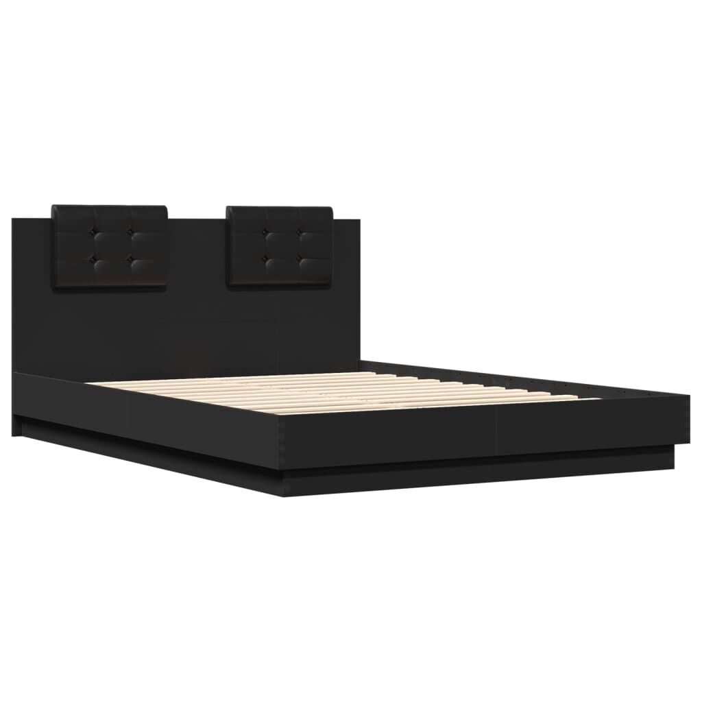 Bed Frame with LED without Mattress Black 150x200 cm Price