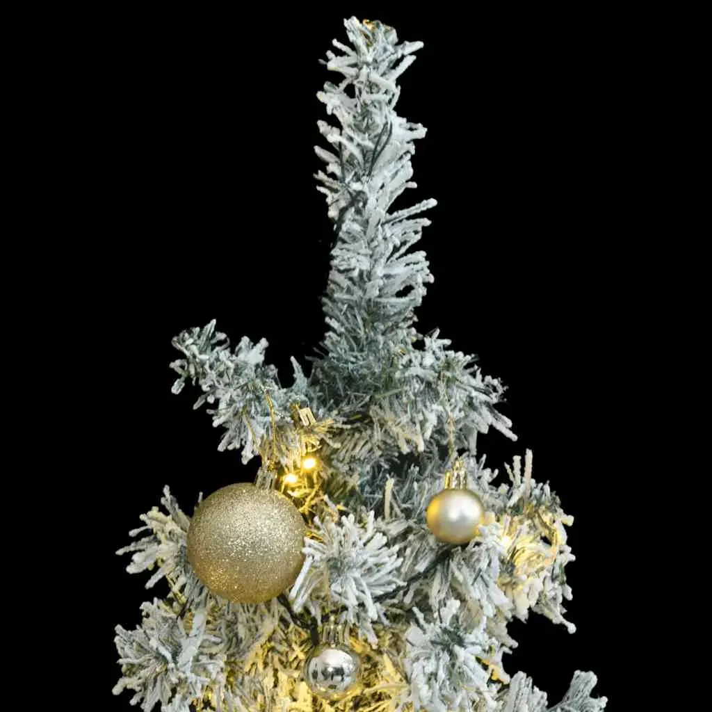 Slim Christmas Tree 300 LEDs & Ball Set & Flocked Snow 270 cm Price
