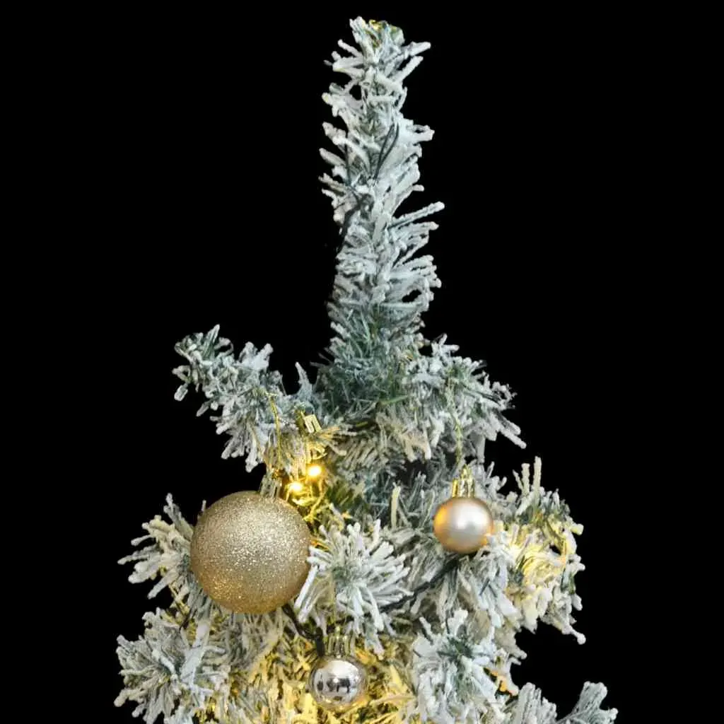 Slim Christmas Tree 300 LEDs & Ball Set & Flocked Snow 300 cm Price