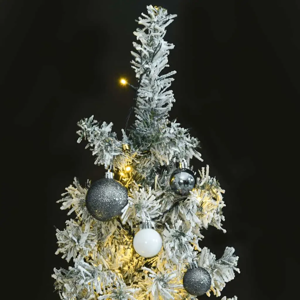 Slim Christmas Tree 300 LEDs & Ball Set & Flocked Snow 270 cm Price
