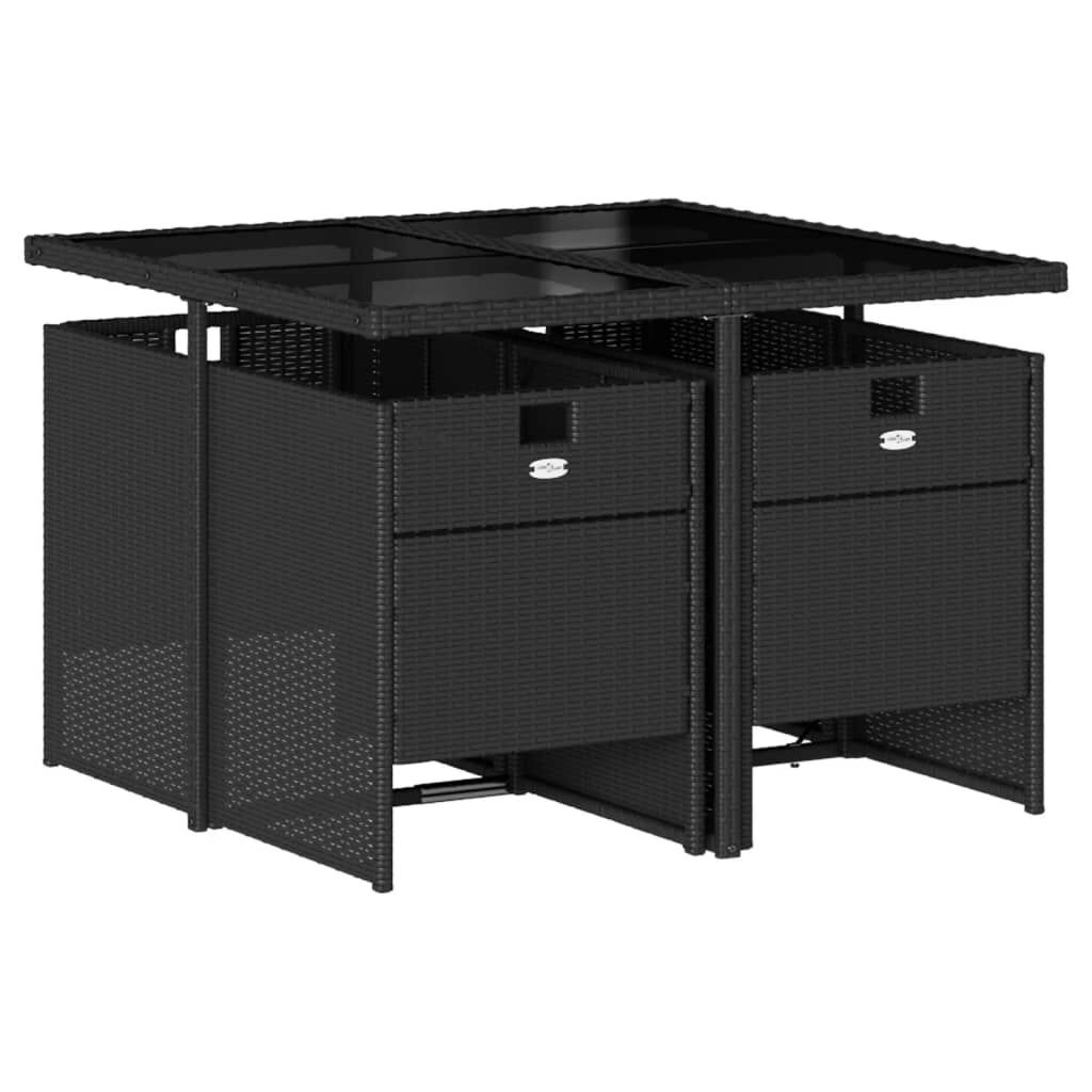 5 Piece Garden Dining Set with Cushions Black Poly Rattan Price