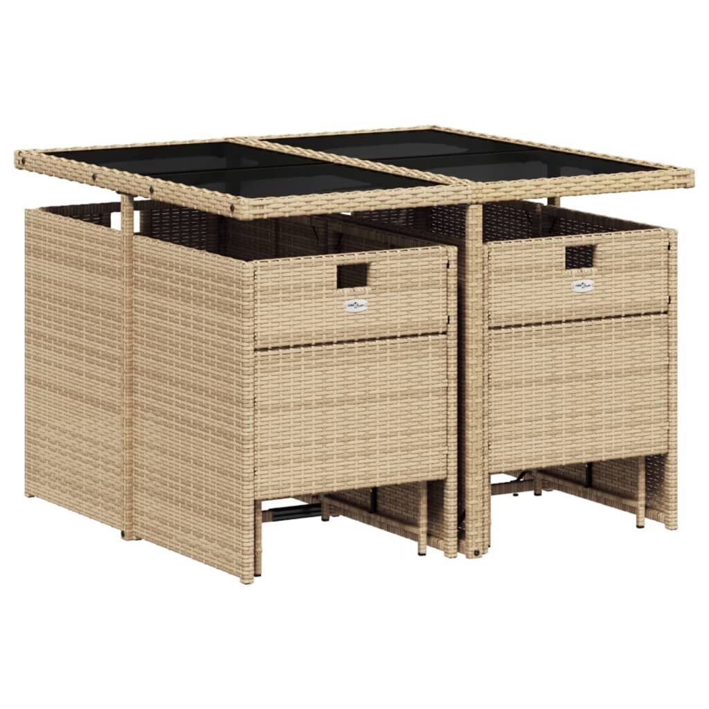 9 Piece Garden Dining Set with Cushions Mix Beige Poly Rattan Price