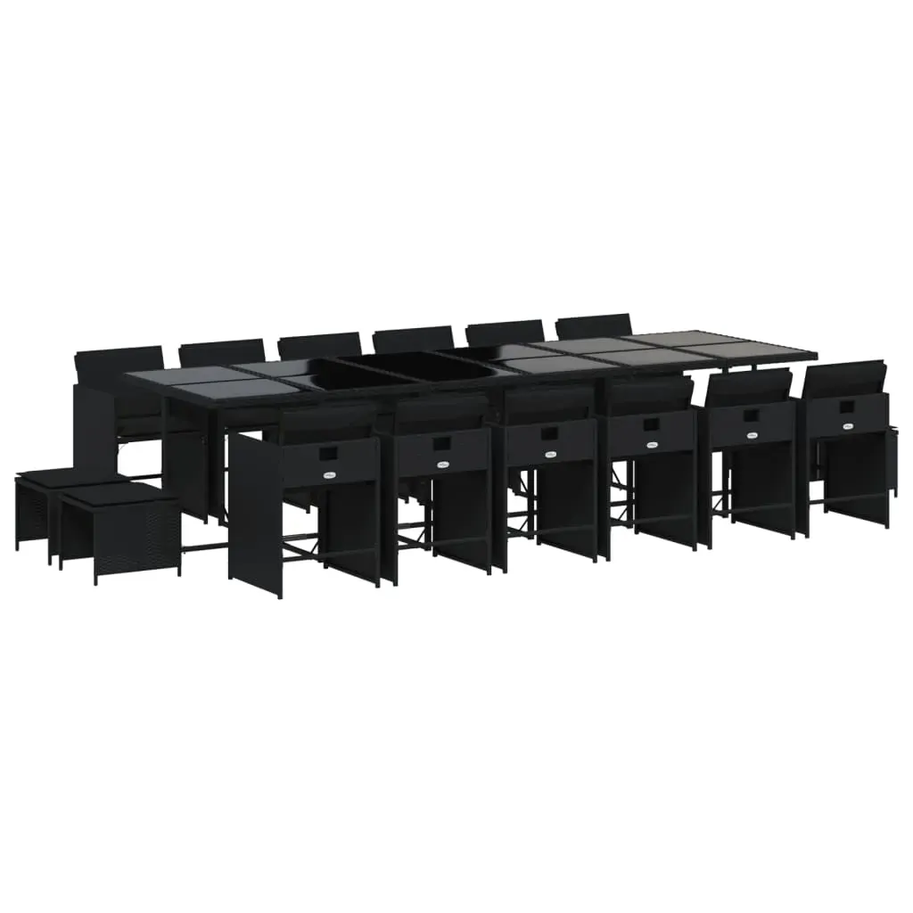 17 Piece Garden Dining Set with Cushions Black Poly Rattan Price