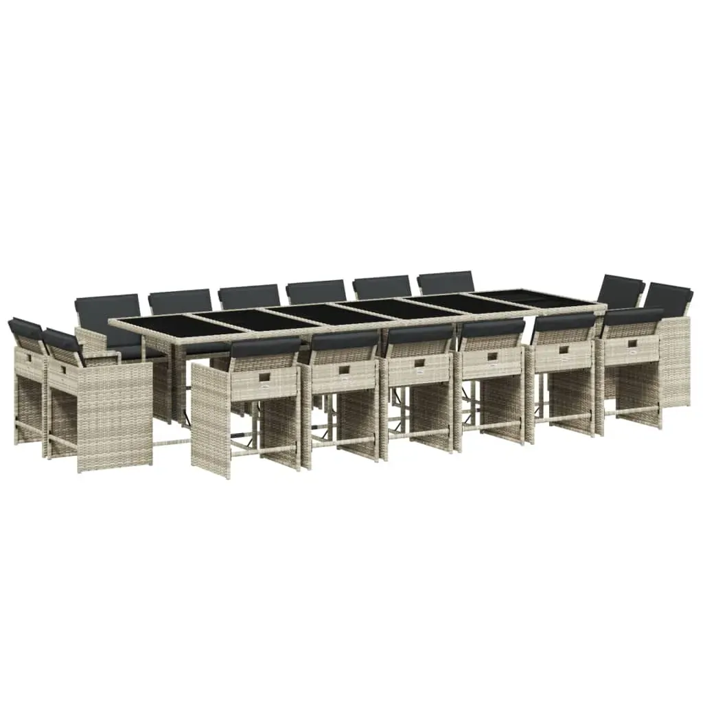 17 Piece Garden Dining Set with Cushions Light Grey Poly Rattan Price