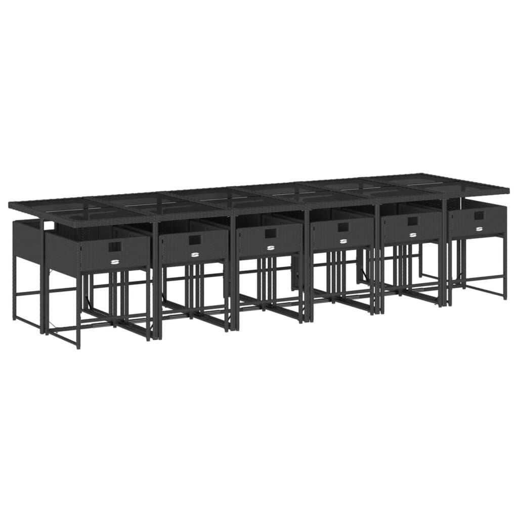 13 Piece Garden Dining Set with Cushions Black Poly Rattan Price
