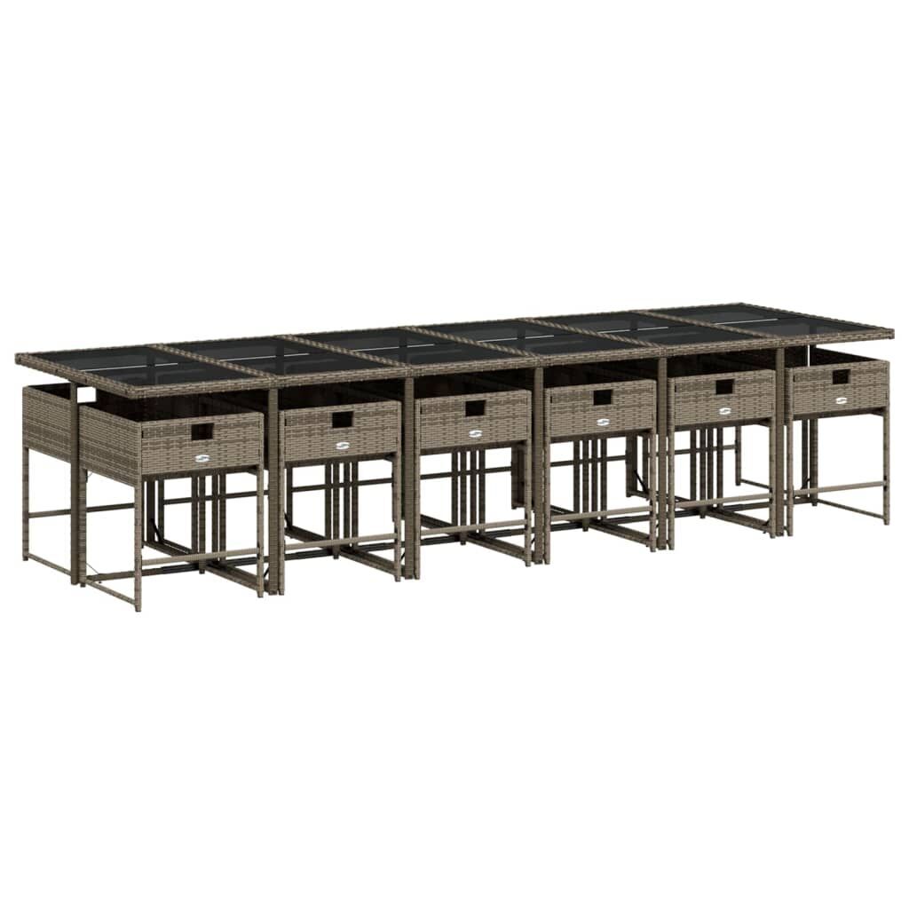 13 Piece Garden Dining Set with Cushions Grey Poly Rattan Price