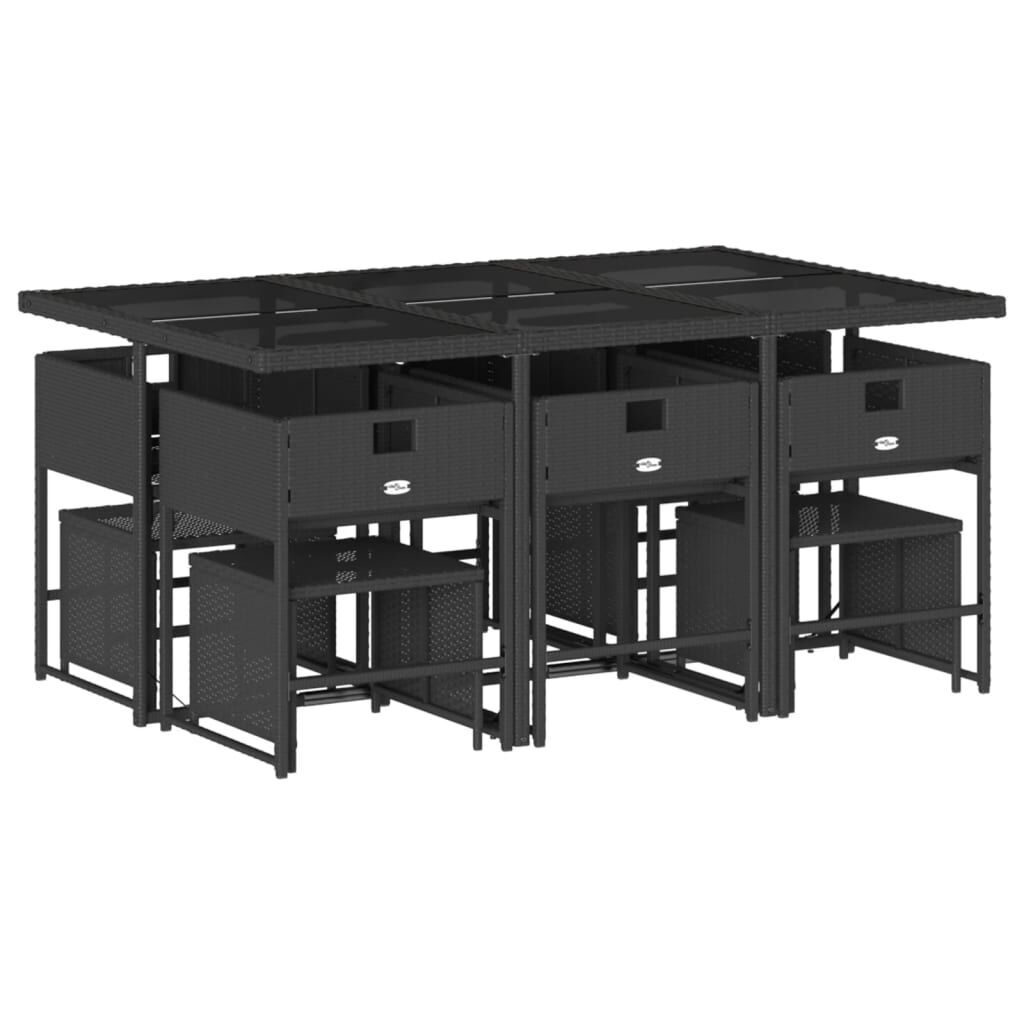 11 Piece Garden Dining Set with Cushions Black Poly Rattan Price