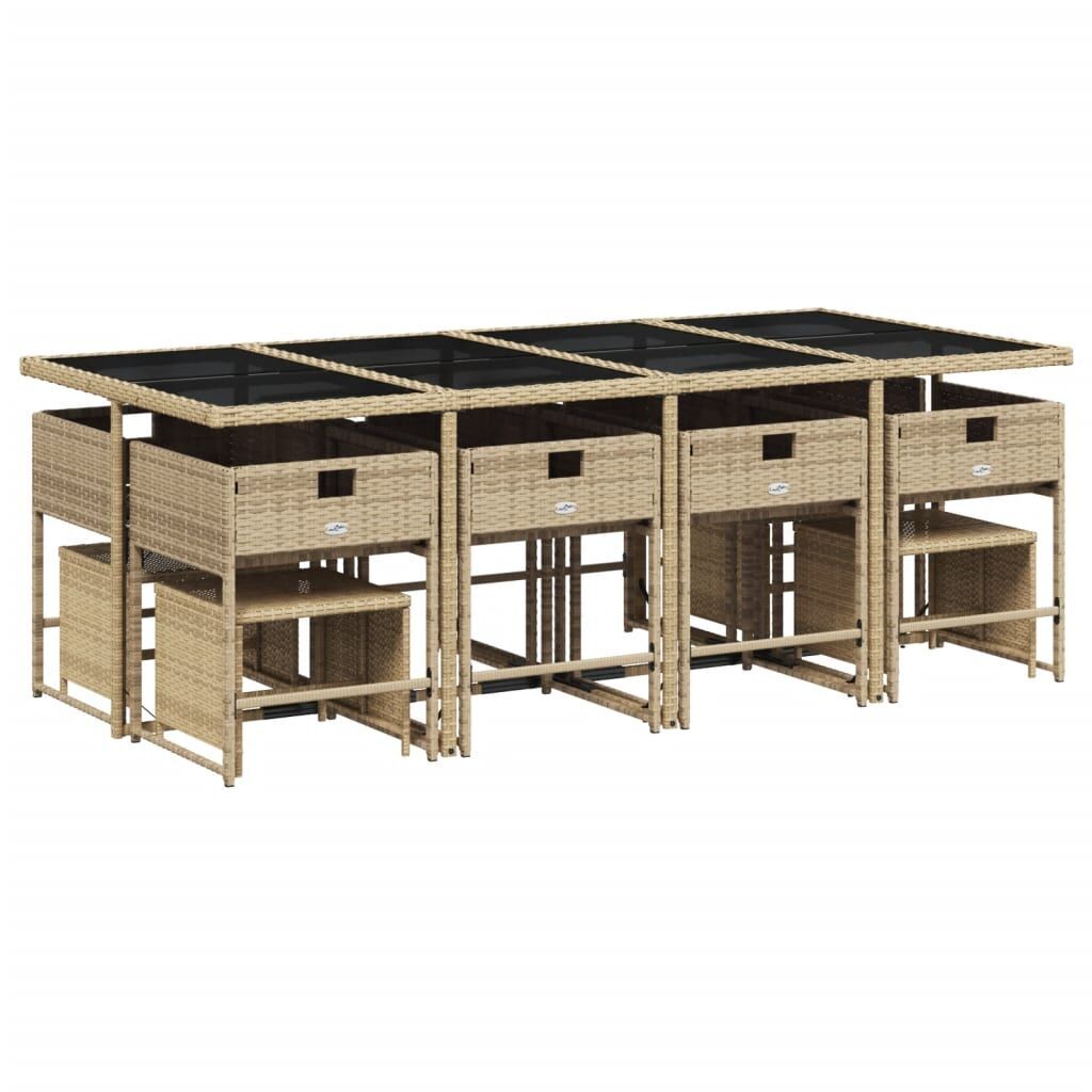 13 Piece Garden Dining Set with Cushions Mix Beige Poly Rattan Price
