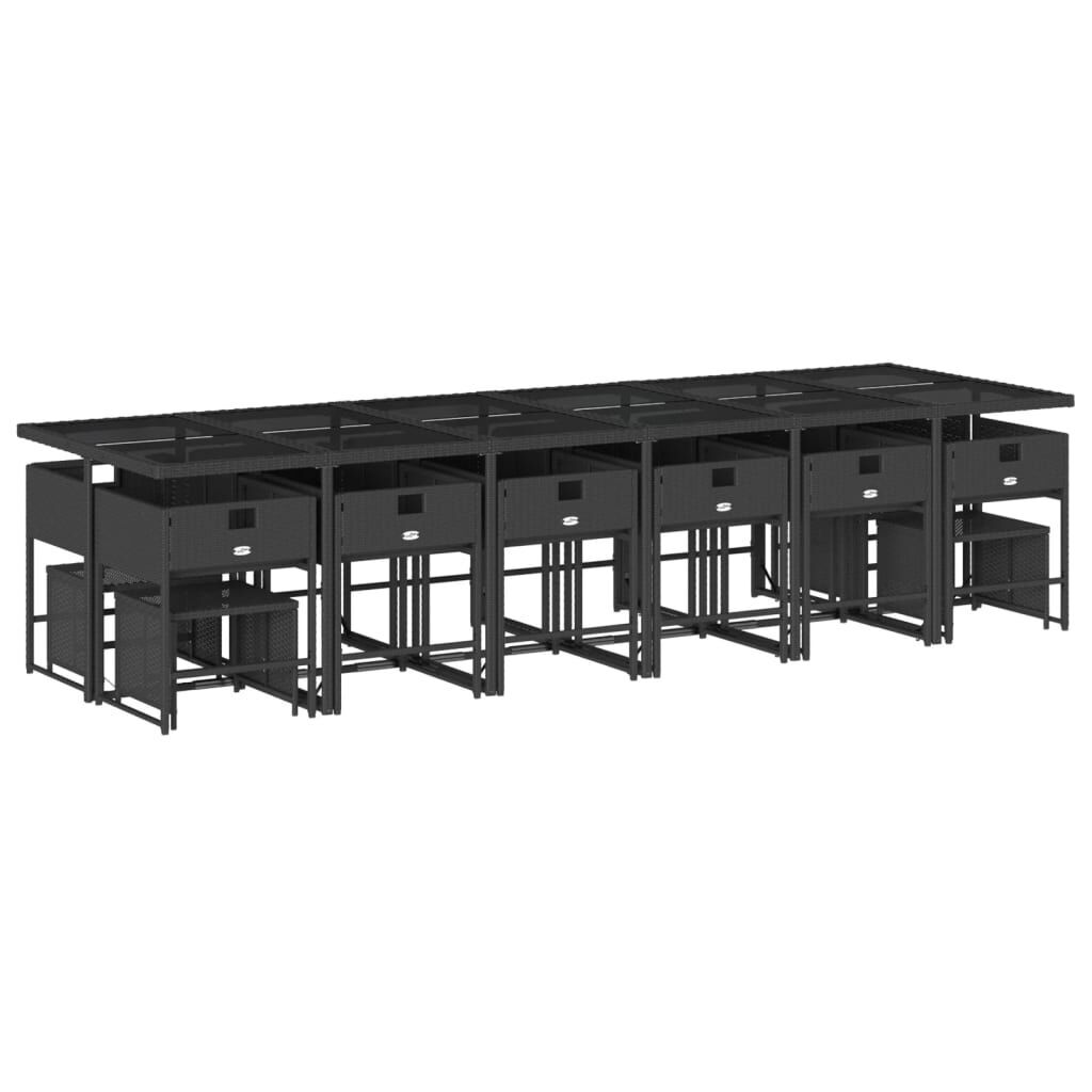 17 Piece Garden Dining Set with Cushions Black Poly Rattan Price