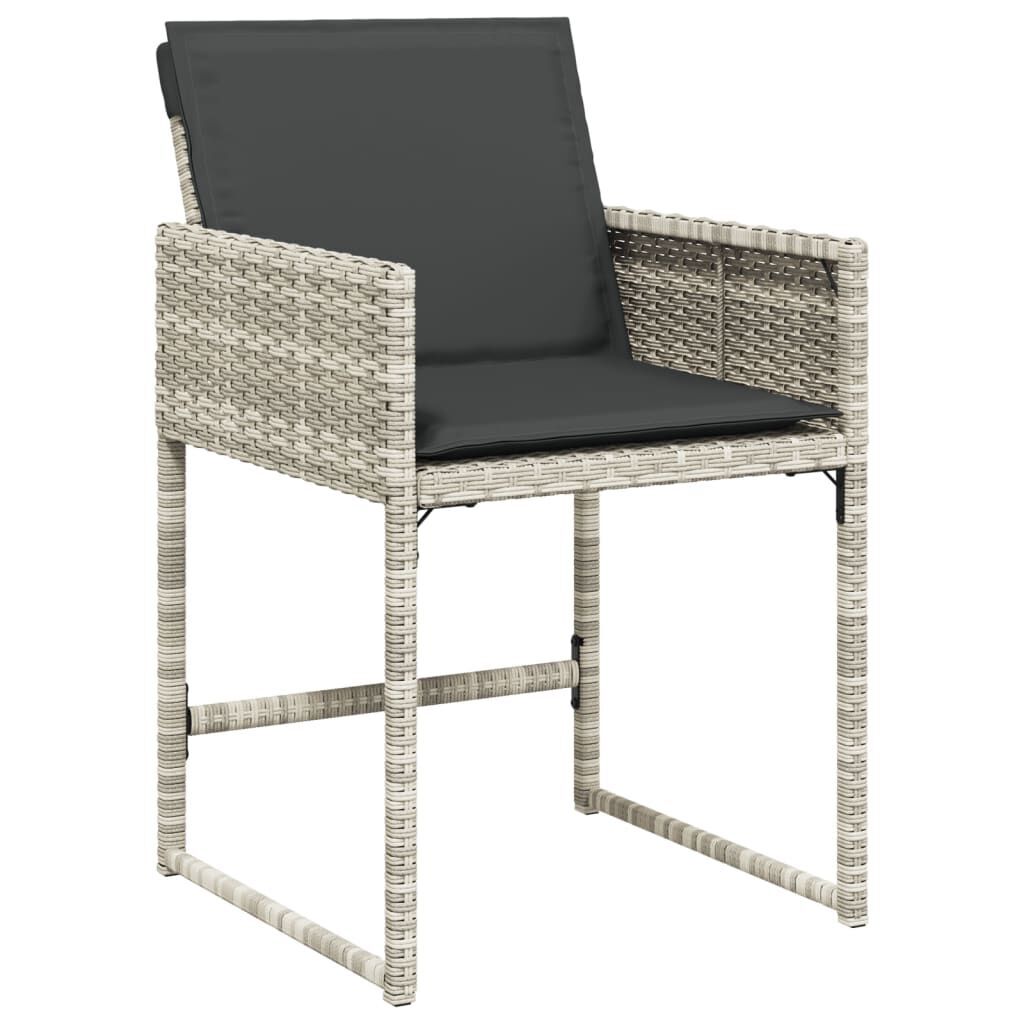 9 Piece Garden Dining Set with Cushions Light Grey Poly Rattan Price