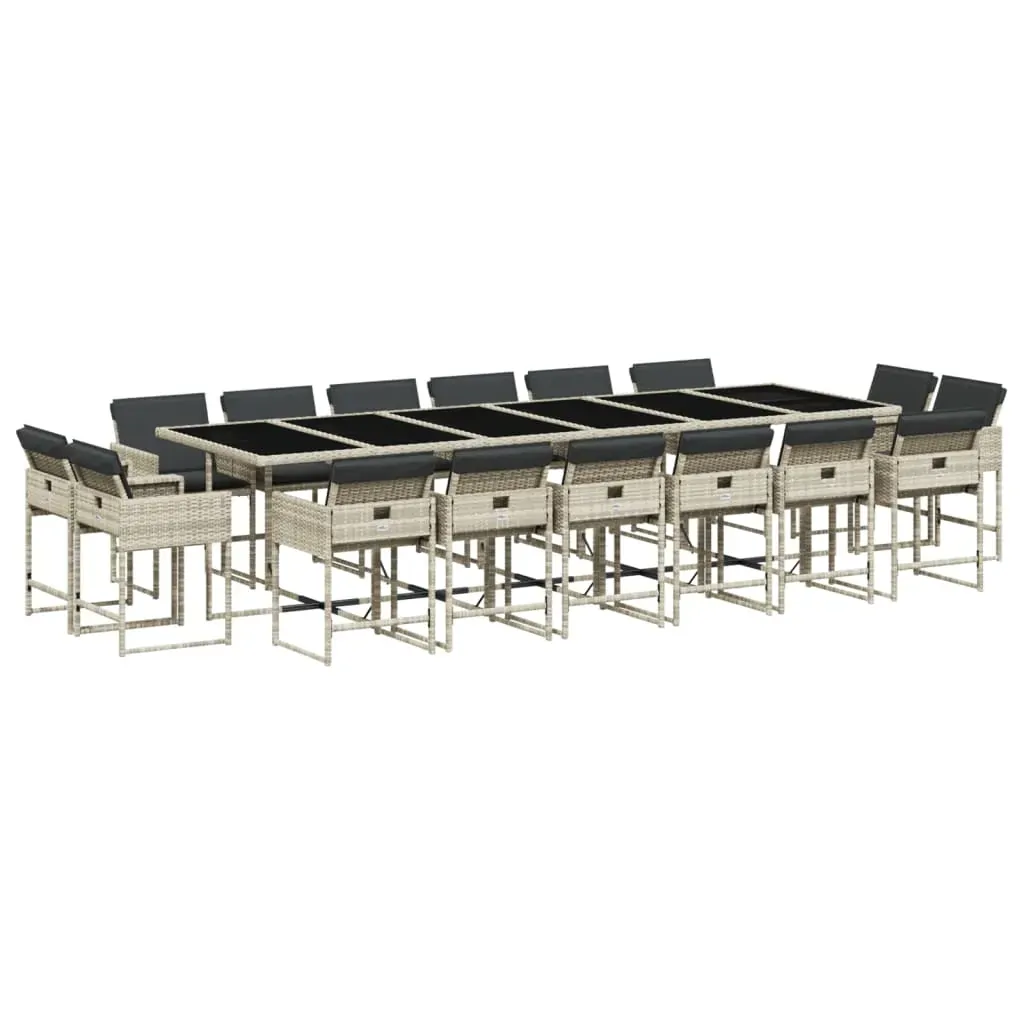17 Piece Garden Dining Set with Cushions Light Grey Poly Rattan Price