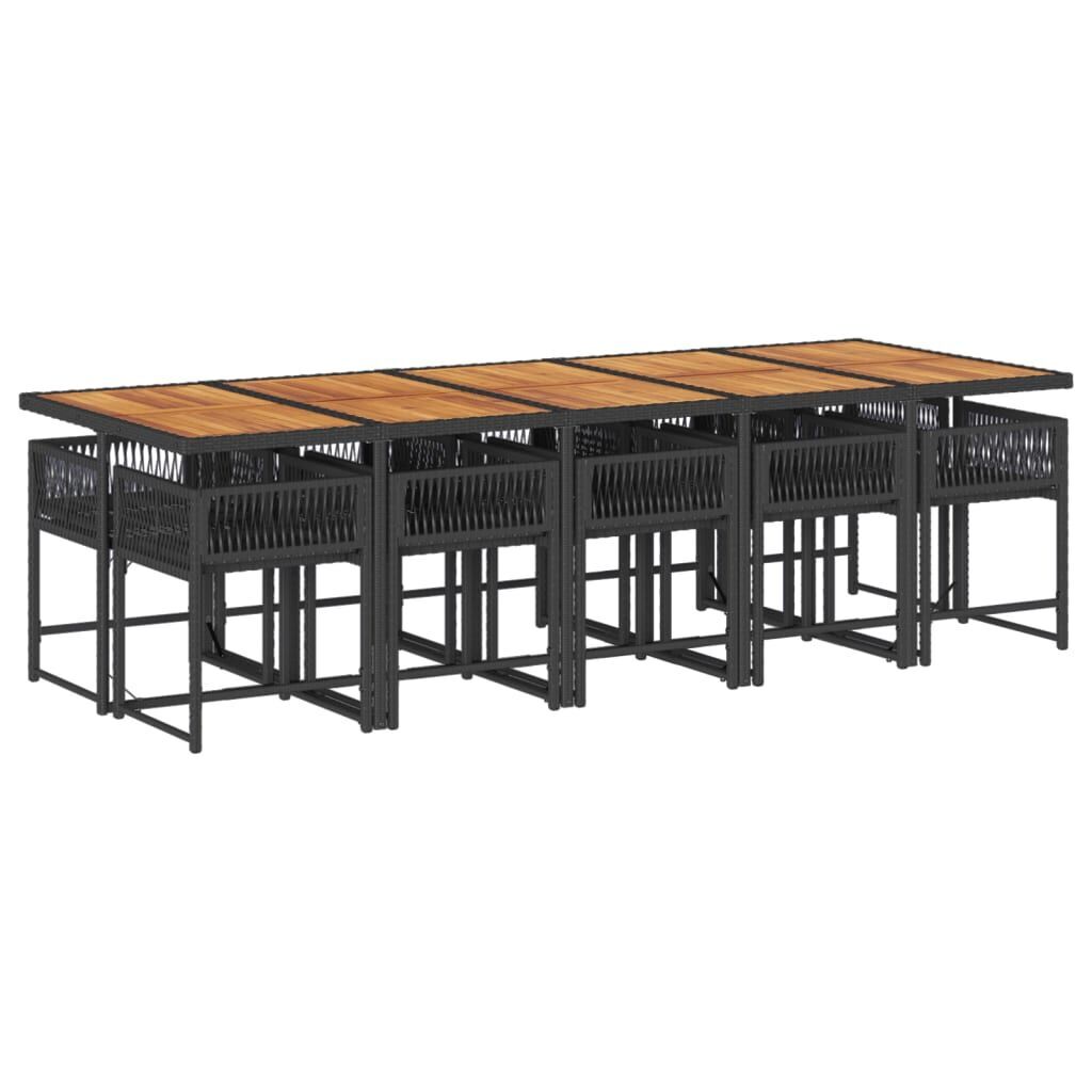 11 Piece Garden Dining Set with Cushions Black Poly Rattan Price