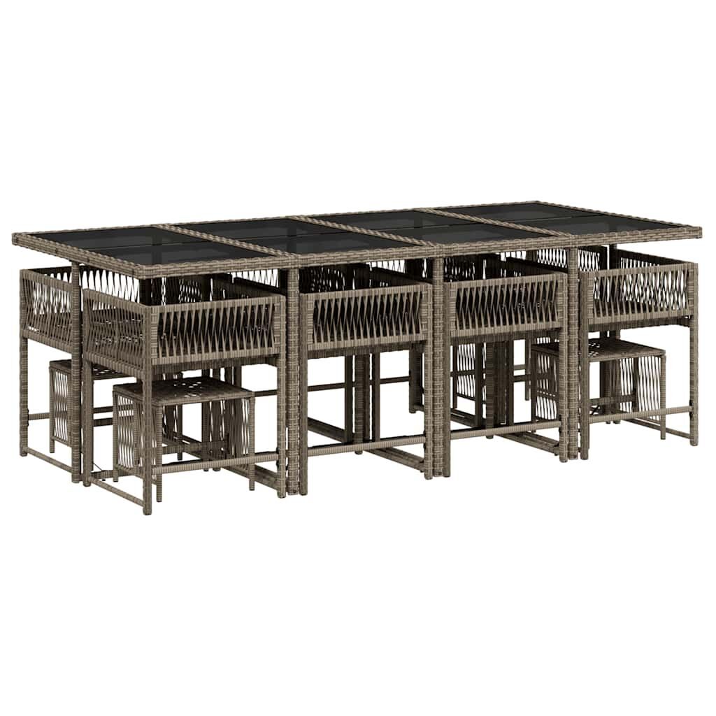 13 Piece Garden Dining Set with Cushions Grey Poly Rattan Price