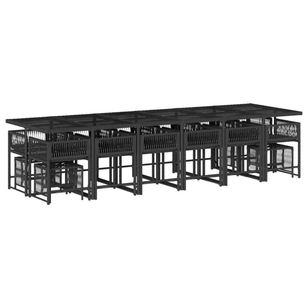 17 Piece Garden Dining Set with Cushions Black Poly Rattan Price