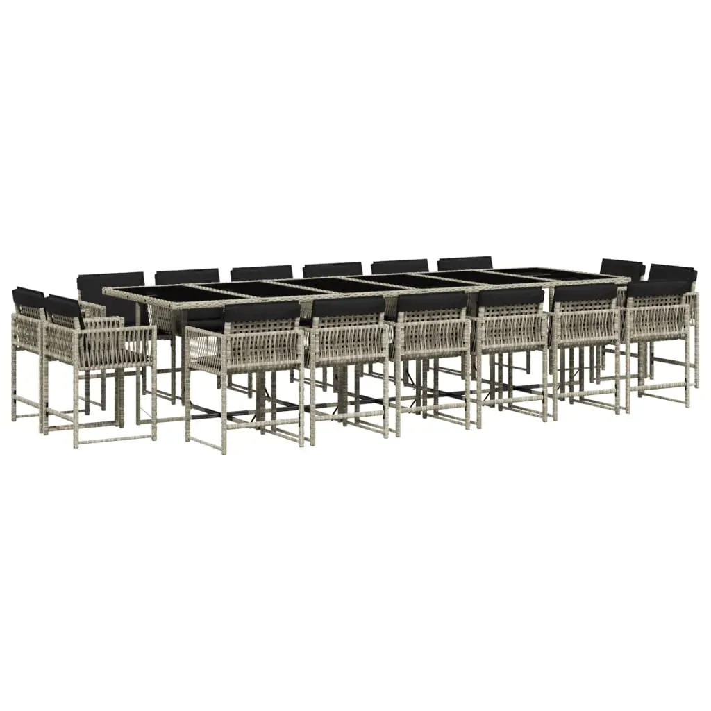 17 Piece Garden Dining Set with Cushions Light Grey Poly Rattan Price