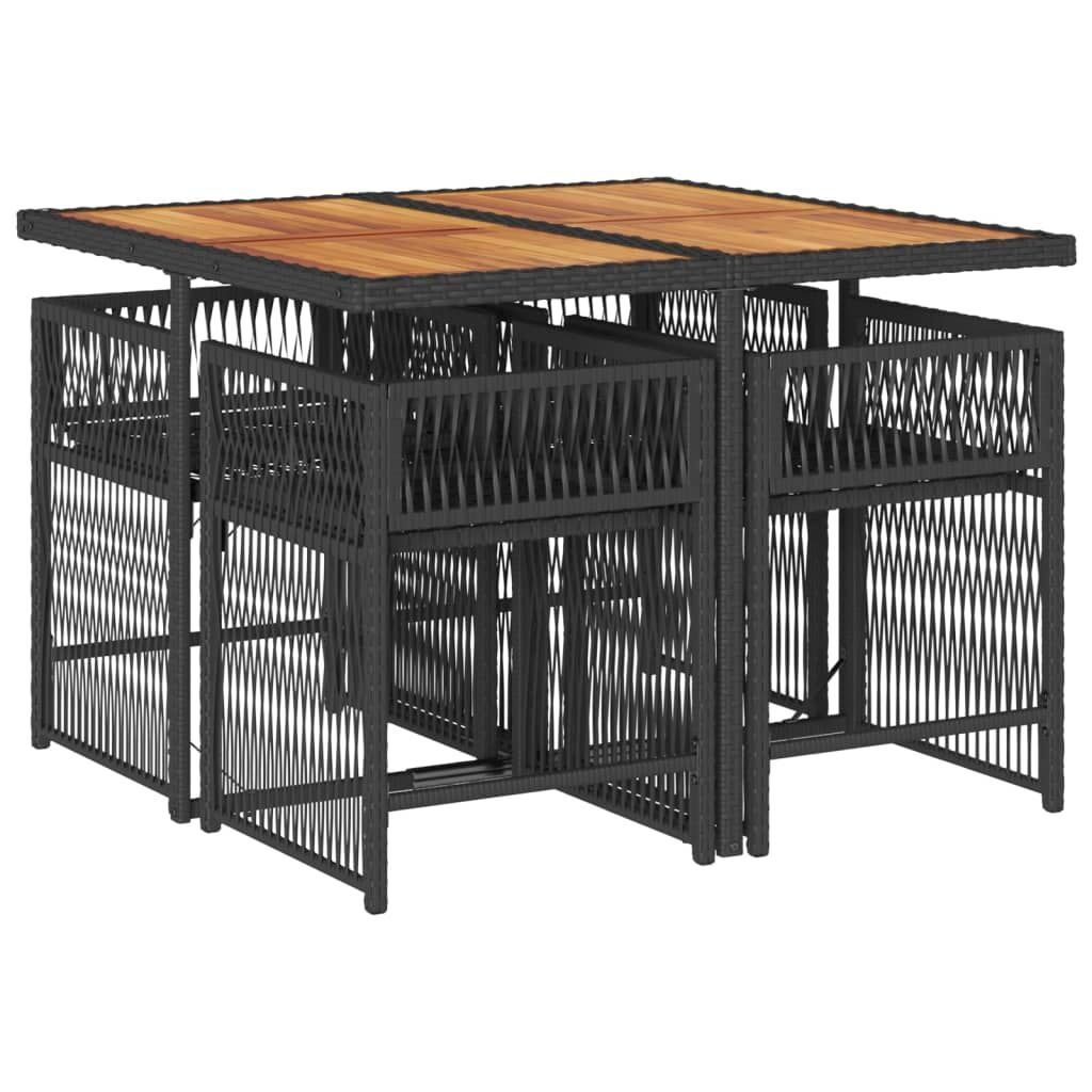 5 Piece Garden Dining Set with Cushions Black Poly Rattan Price