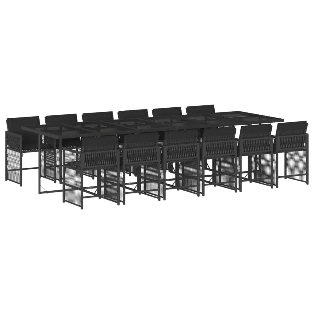 13 Piece Garden Dining Set with Cushions Black Poly Rattan Price