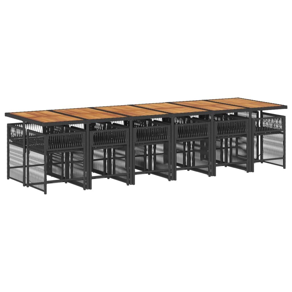 13 Piece Garden Dining Set with Cushions Black Poly Rattan Price