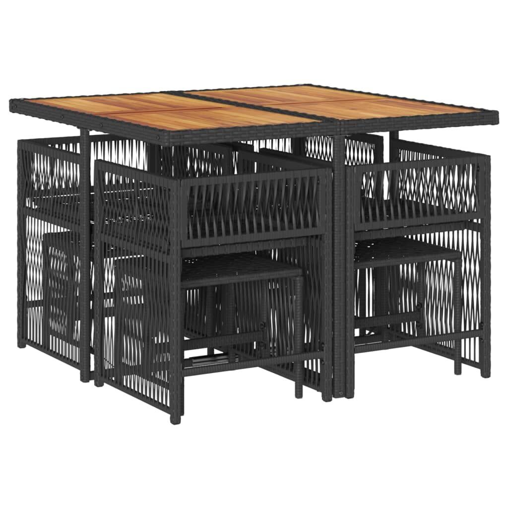 9 Piece Garden Dining Set with Cushions Black Poly Rattan Price