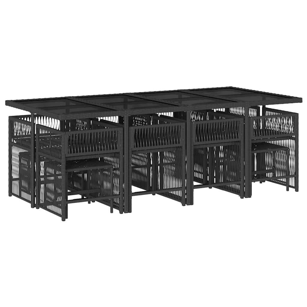 13 Piece Garden Dining Set with Cushions Black Poly Rattan Price