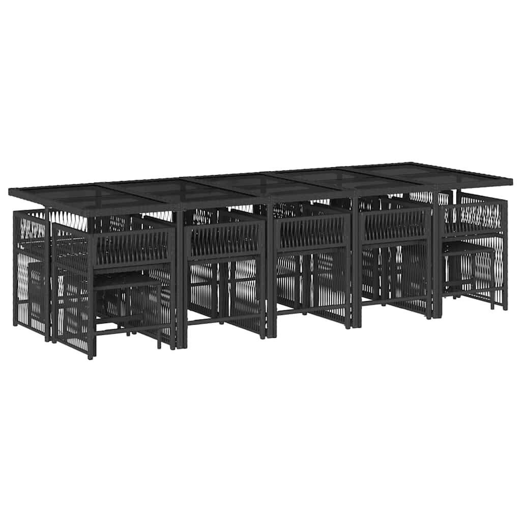 15 Piece Garden Dining Set with Cushions Black Poly Rattan Price