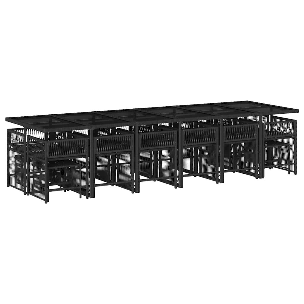 17 Piece Garden Dining Set with Cushions Black Poly Rattan Price