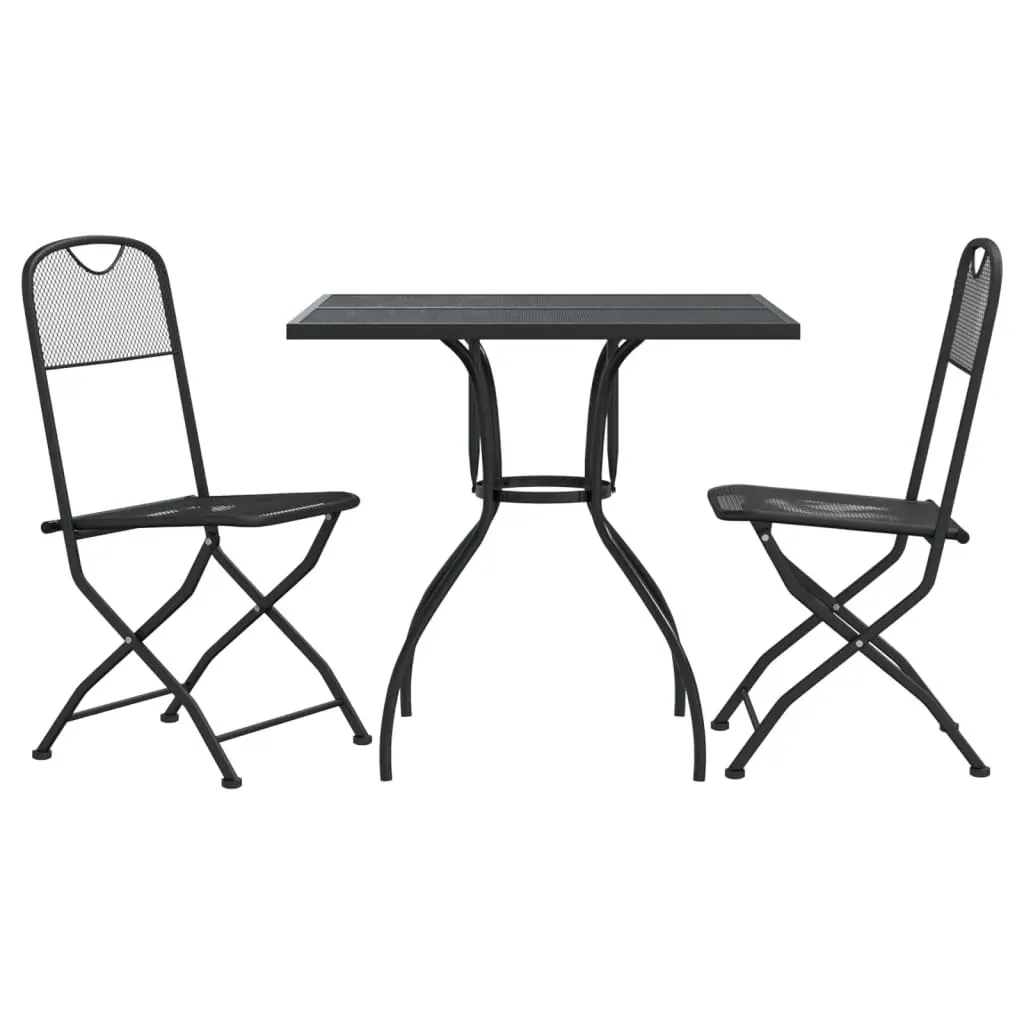 3 Piece Garden Dining Set Anthracite Metal Mesh Price