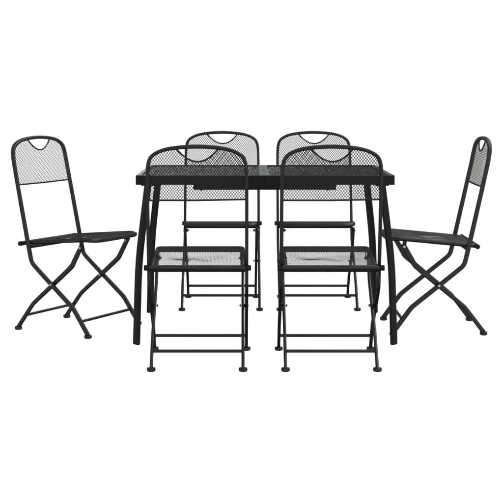 7 Piece Garden Dining Set Anthracite Metal Mesh Price