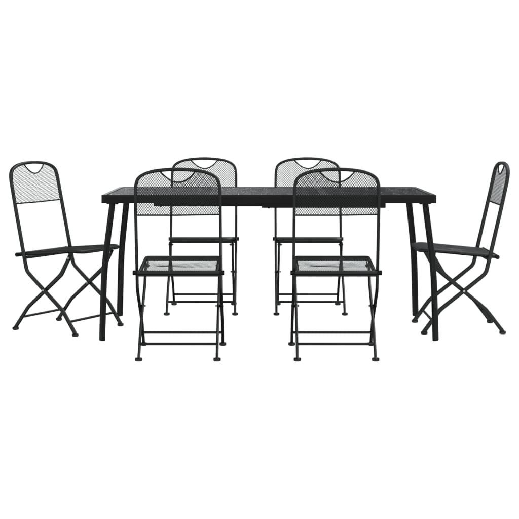 7 Piece Garden Dining Set Anthracite Metal Mesh Price