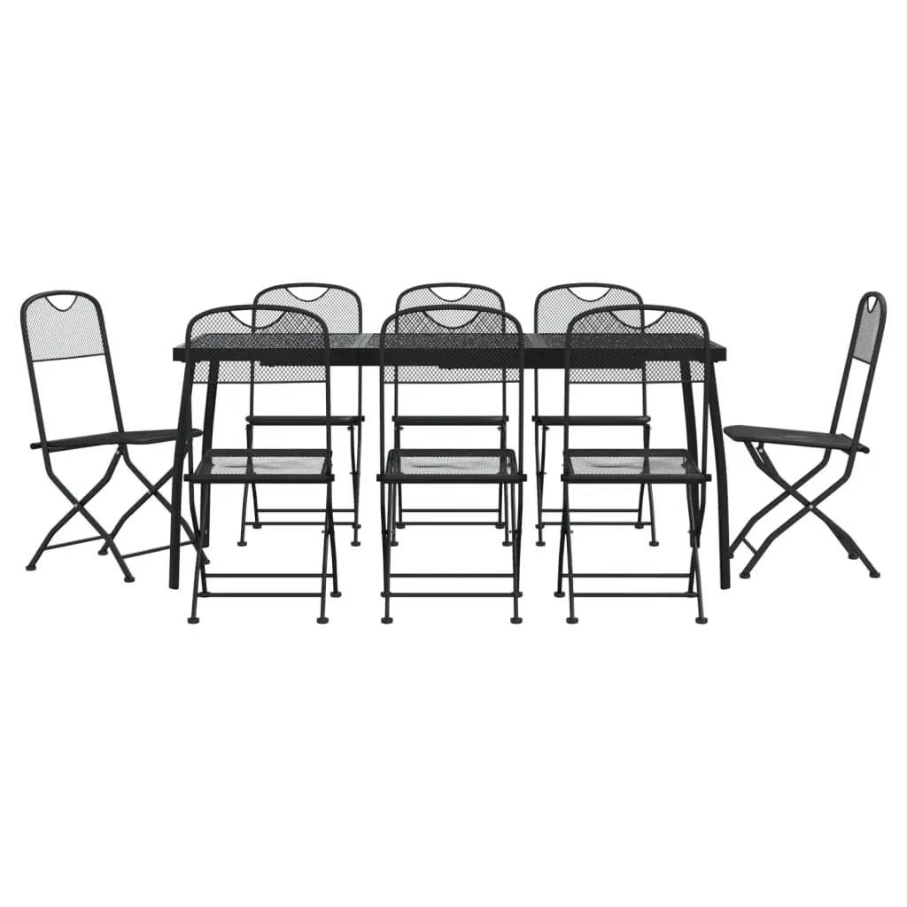 9 Piece Garden Dining Set Anthracite Metal Mesh Price