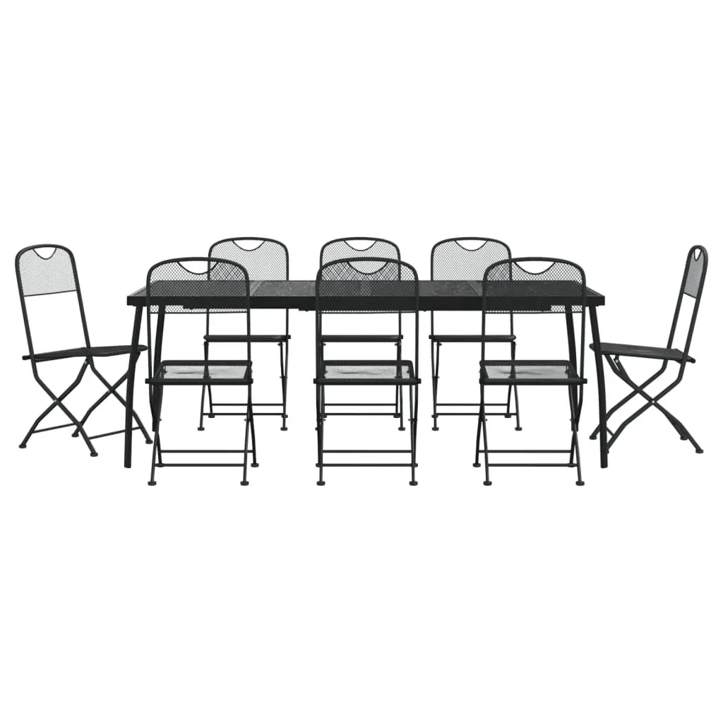 9 Piece Garden Dining Set Anthracite Metal Mesh Price