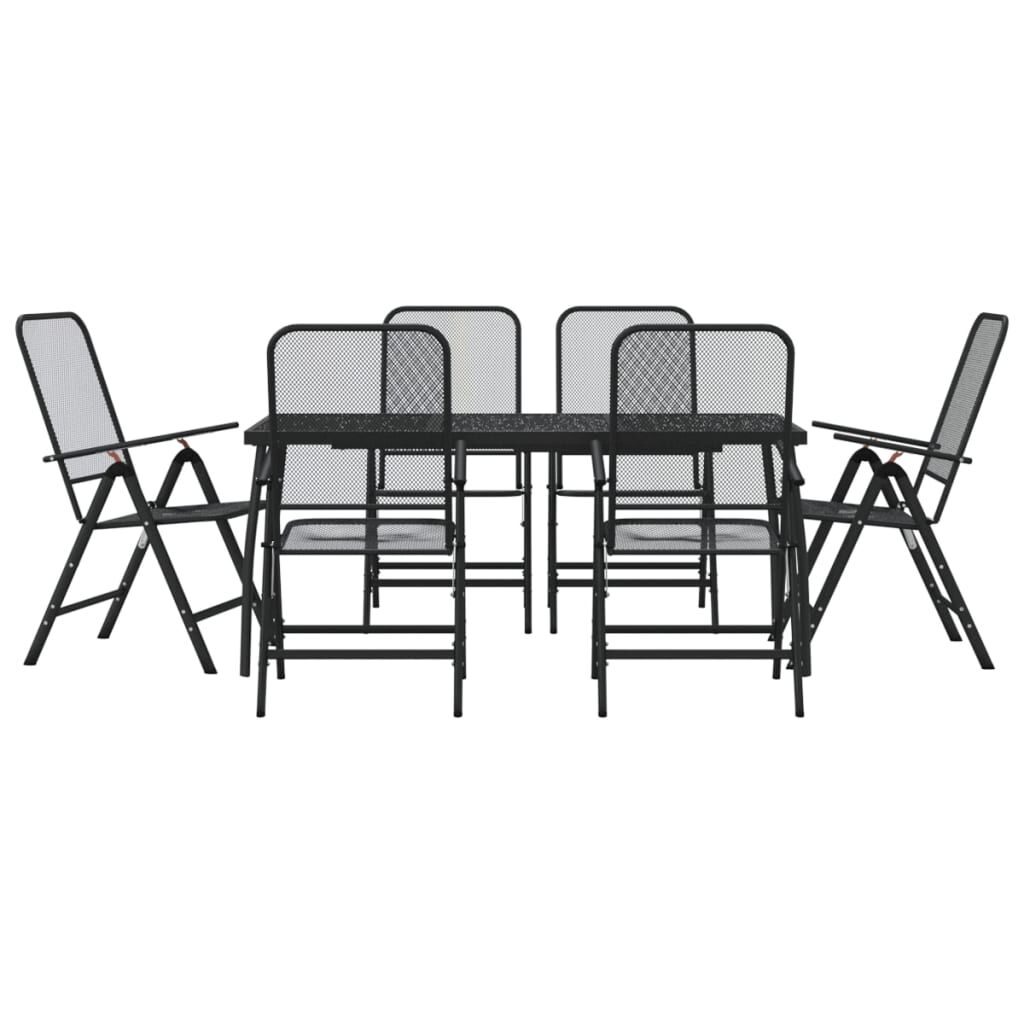 7 Piece Garden Dining Set Anthracite Metal Mesh Price