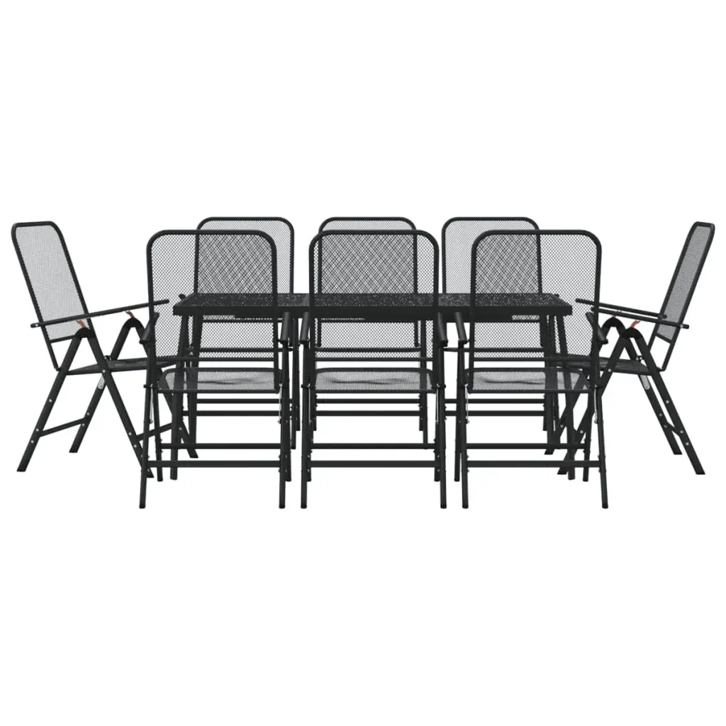 9 Piece Garden Dining Set Anthracite Metal Mesh Price
