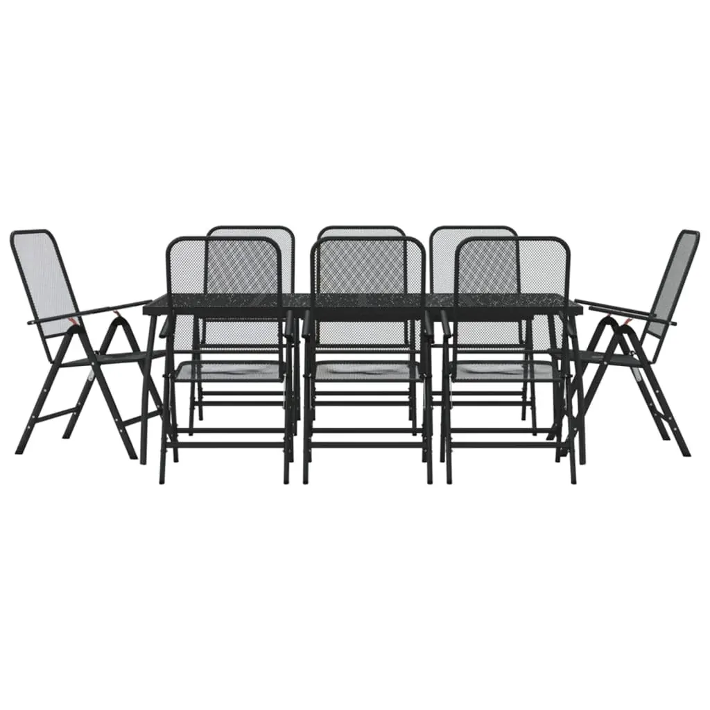 9 Piece Garden Dining Set Anthracite Metal Mesh Price