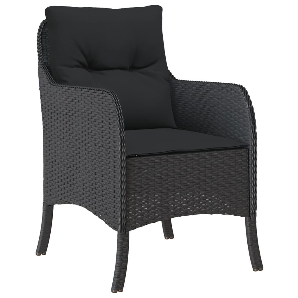 7 Piece Garden Dining Set with Cushions Black Poly Rattan Price