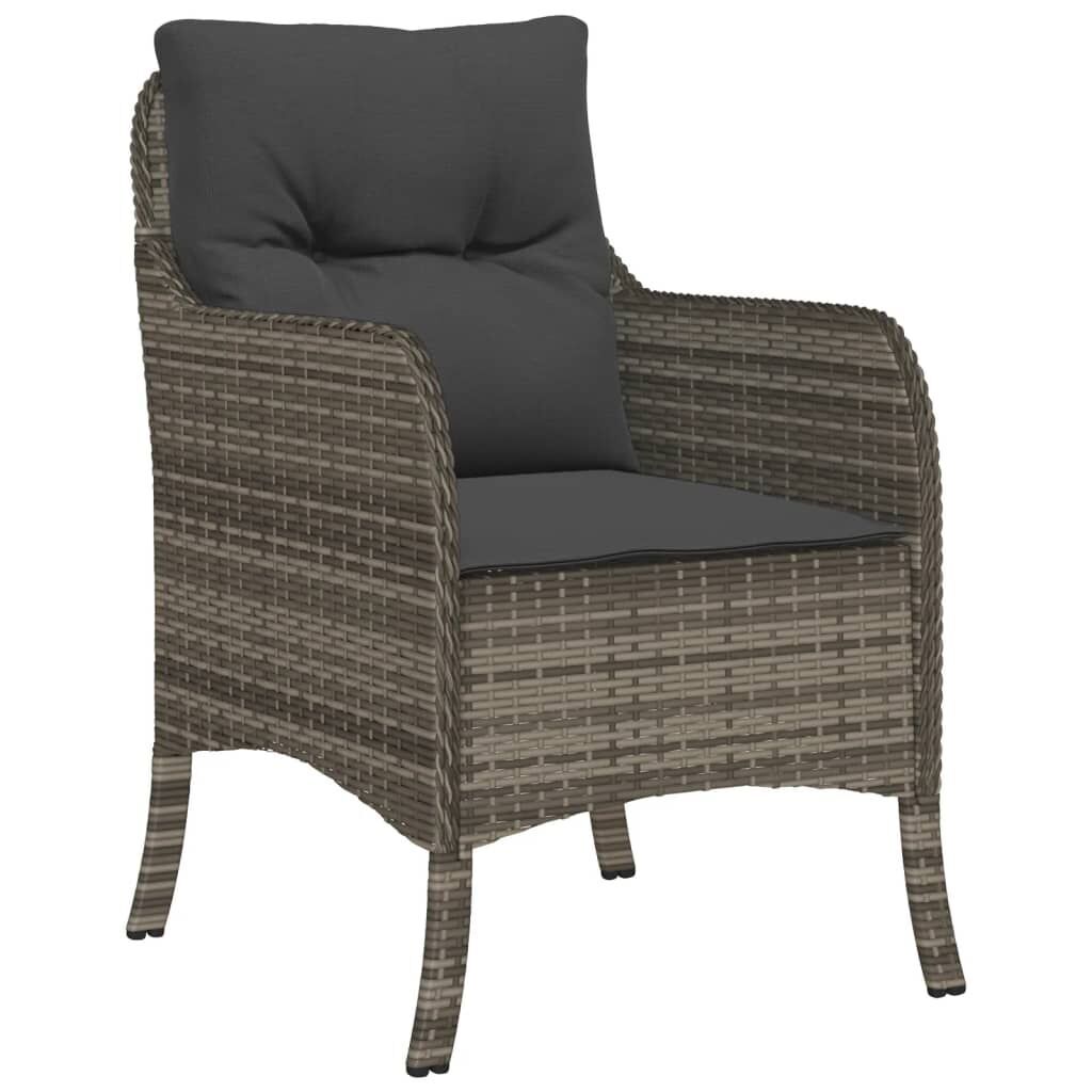 3 Piece Garden Dining Set with Cushions Grey Poly Rattan Price