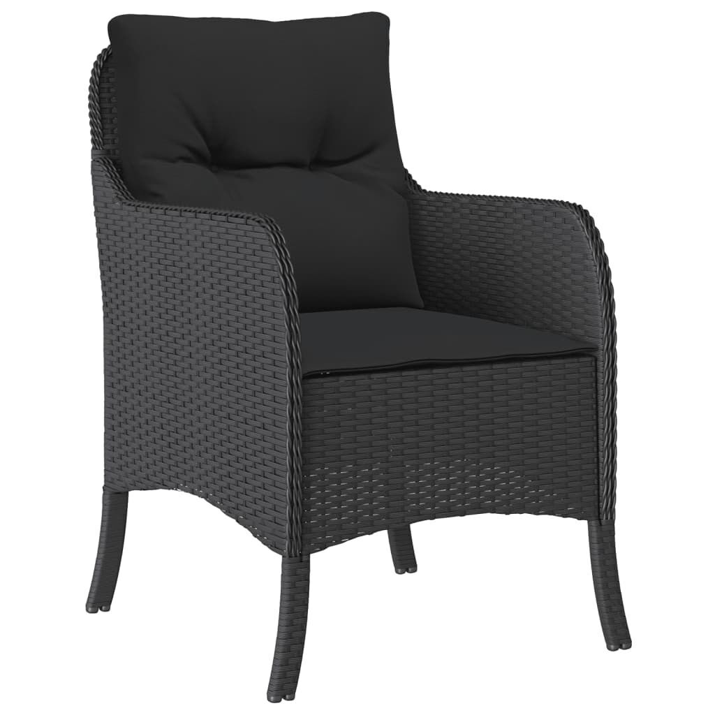 3 Piece Garden Dining Set with Cushions Black Poly Rattan Price