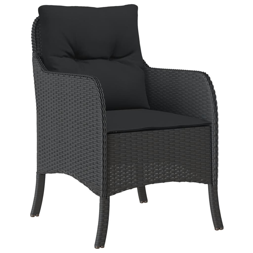 5 Piece Garden Dining Set with Cushions Black Poly Rattan Price