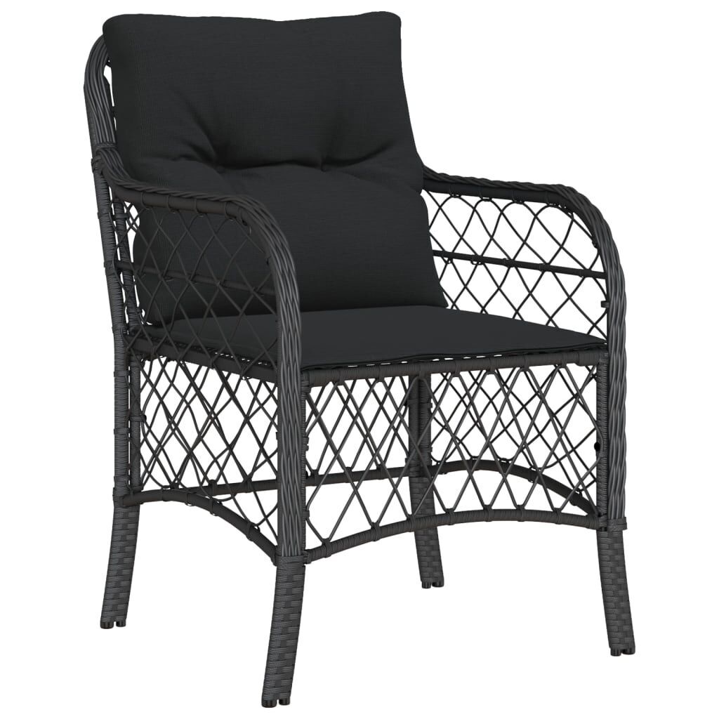 7 Piece Garden Dining Set with Cushions Black Poly Rattan Price