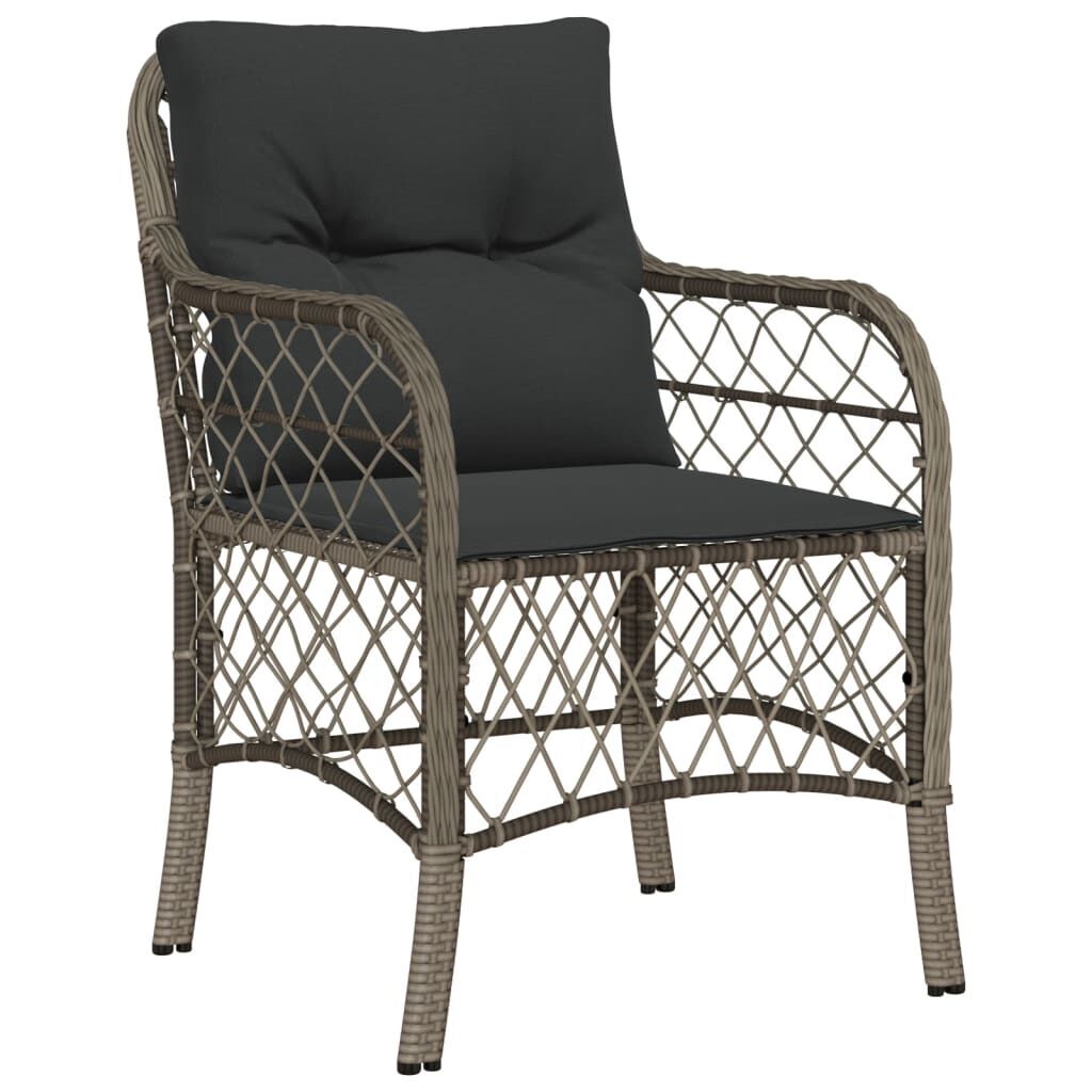 7 Piece Garden Dining Set with Cushions Grey Poly Rattan Price