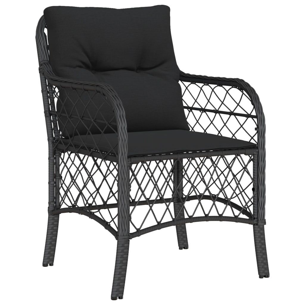 5 Piece Garden Dining Set with Cushions Black Poly Rattan Price