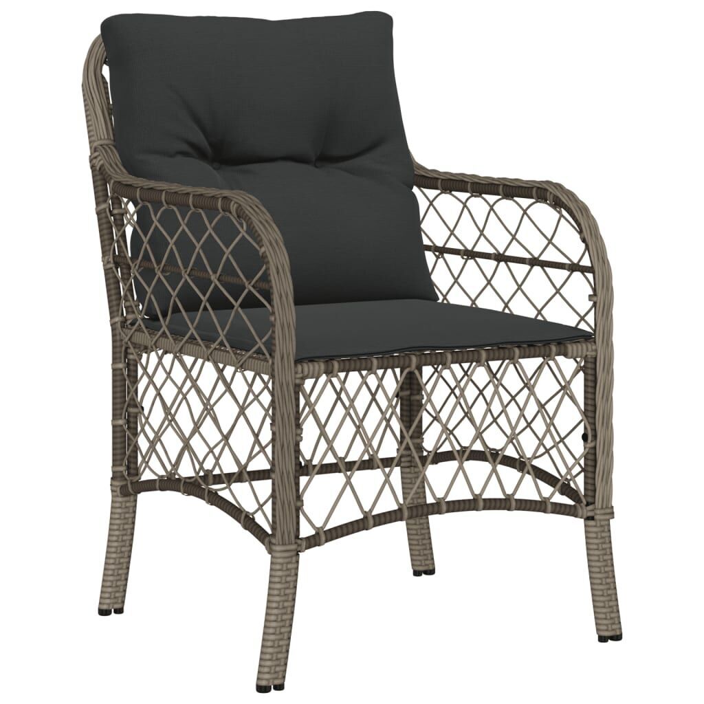 7 Piece Garden Dining Set with Cushions Grey Poly Rattan Price