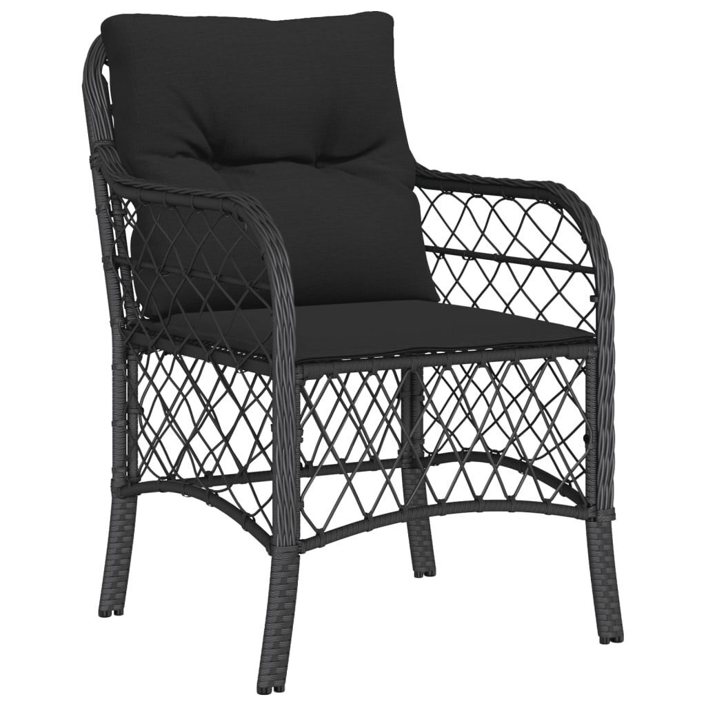 3 Piece Bistro Set with Cushions Black Poly Rattan Price
