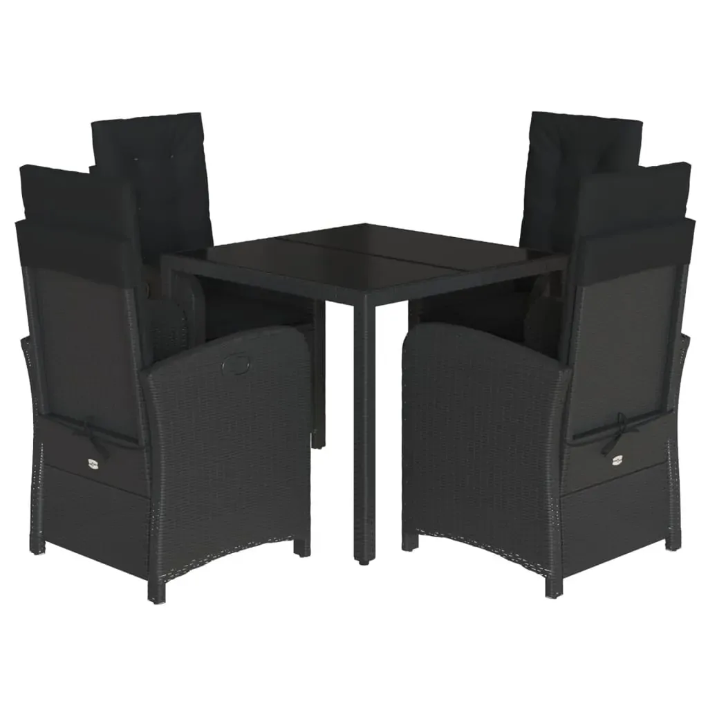5 Piece Garden Dining Set with Cushions Black Poly Rattan Price