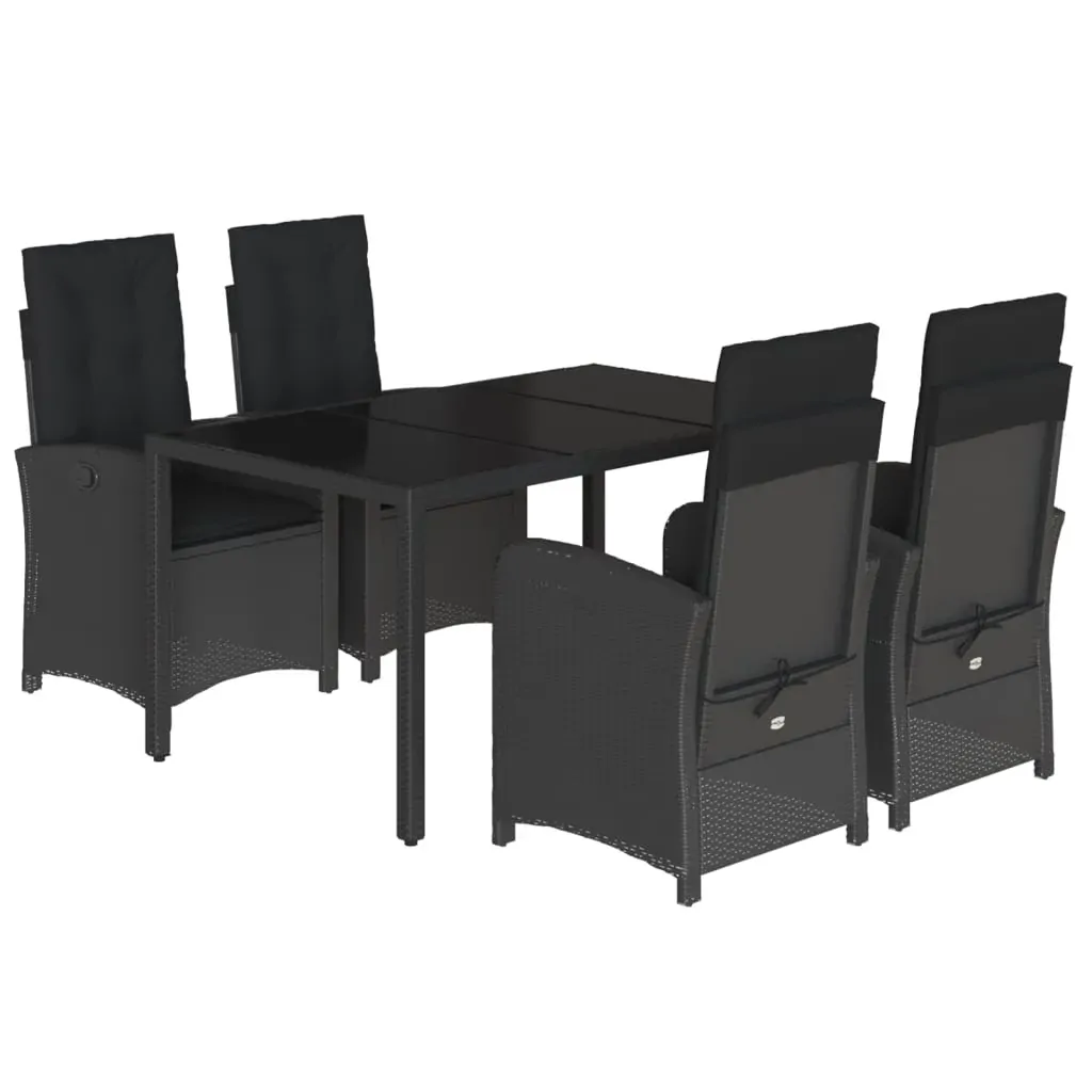 5 Piece Garden Dining Set with Cushions Black Poly Rattan Price