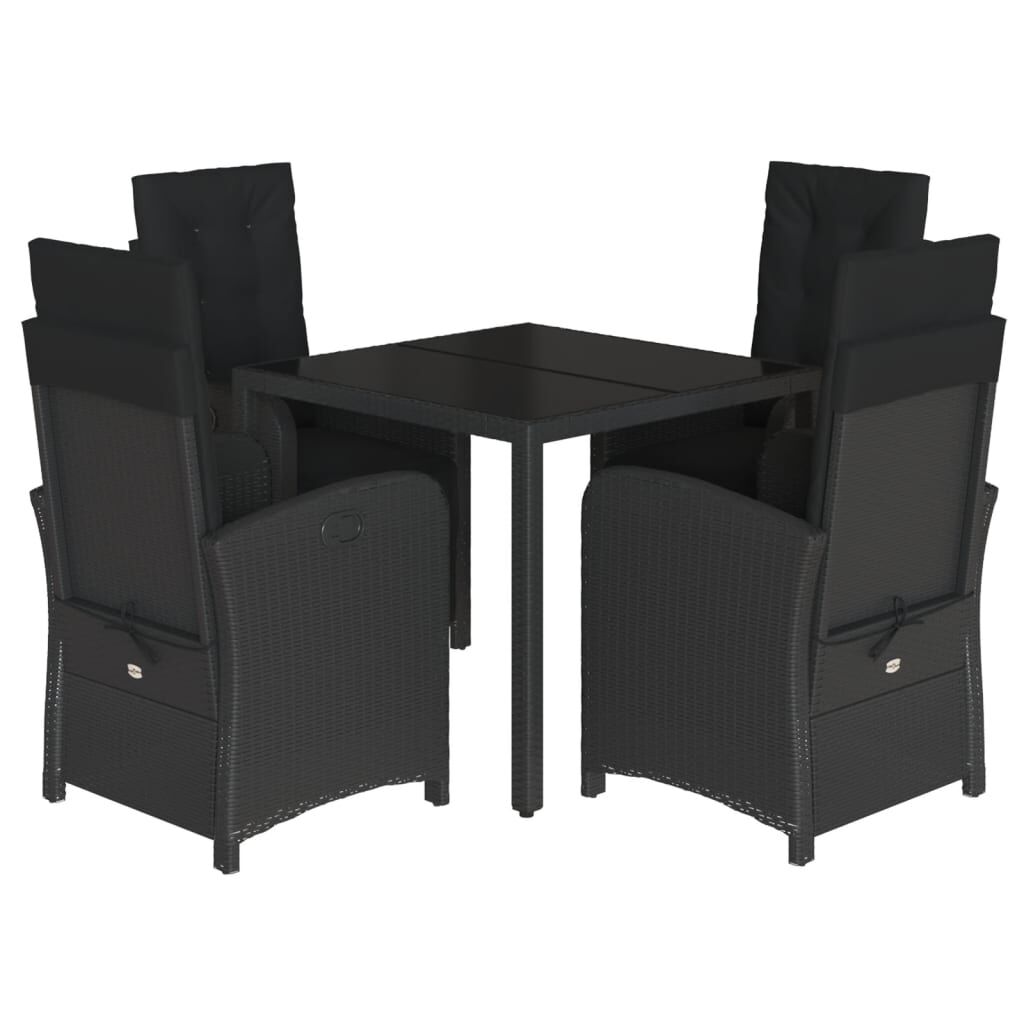 5 Piece Garden Dining Set with Cushions Black Poly Rattan Price
