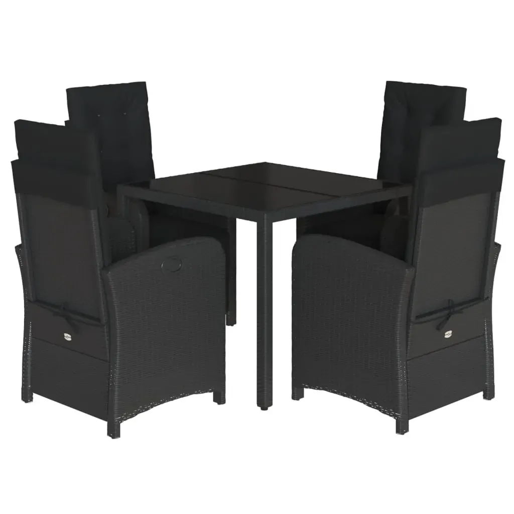 5 Piece Garden Dining Set with Cushions Black Poly Rattan Price