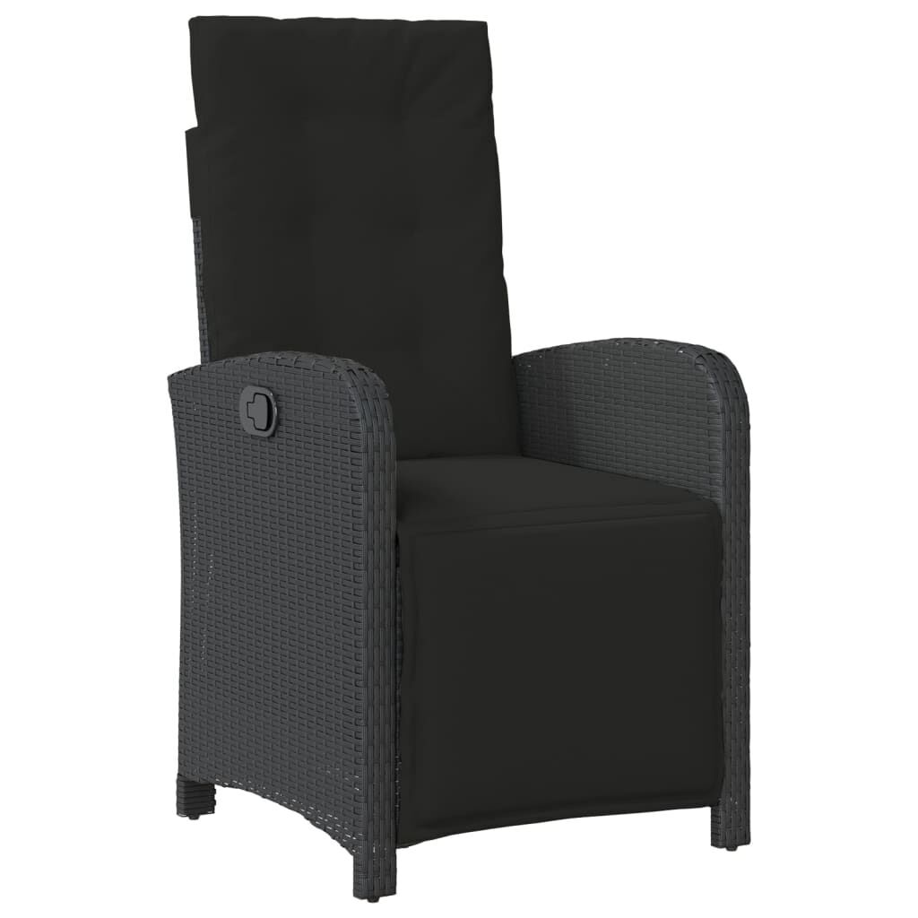 3 Piece Bistro Set with Cushions Black Poly Rattan Price