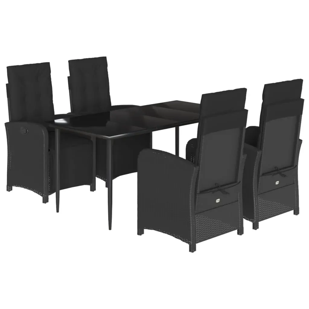 5 Piece Garden Dining Set with Cushions Black Poly Rattan Price